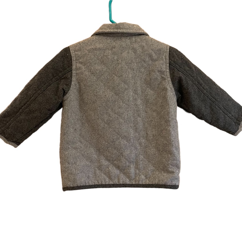 Gray button up quilted wool/poly jacket, fully lined, sz 18 months. - Picture 4 of 7